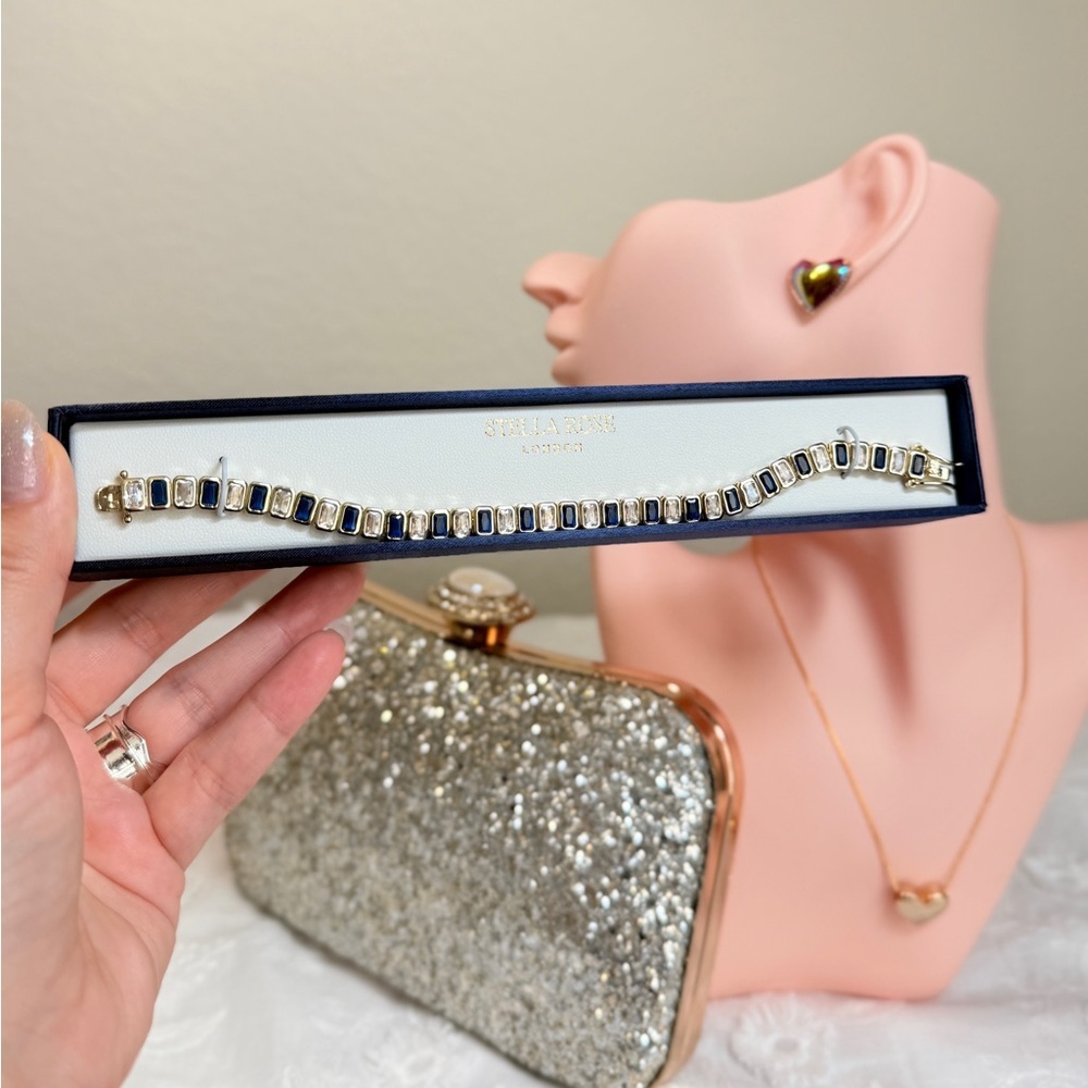 Stella Rose London Blue and Clear Zirconia Gold Bracelet - Picture 8 of 13